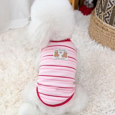 Cotton Ribbed Knit Dog Vest for Small Breeds Summer Sleeveless Striped Puppy Shirt Soft Breathable Pet Outfits