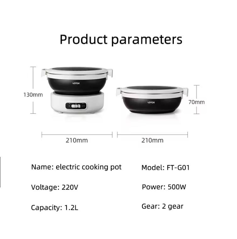 1.2L Electric Folded Cooking Pot Portable Multi-cooker Stainless Steel Portable-Split 500W Multifunctional Rice Heater with Bowl