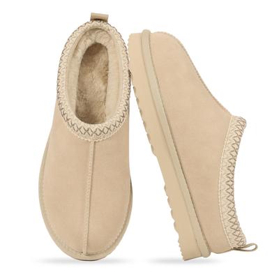 Fashion KIDMI Winter Genuine Suede Women Slippers Warm Women Fuzzy House Slippers Water Resistant Women Fur Slippers Soft House Slippers