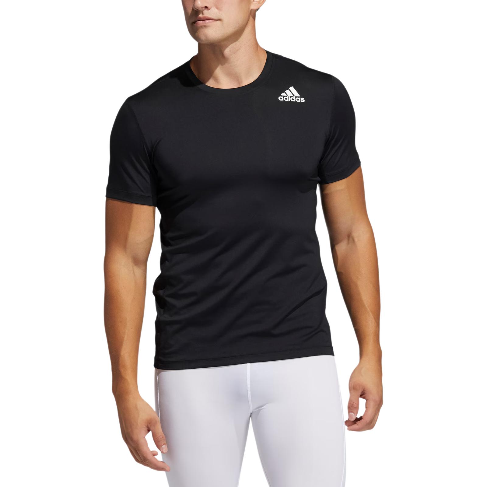 

Adidas T Shirts Men s Black Crew Neck Thin Straight Fit HB1450 XS