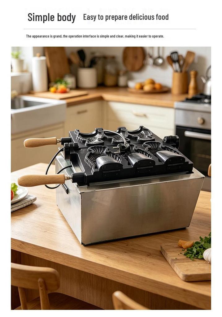 Elektrische Taiyaki-Eiswaffelmaschine - Design mit offenem Mund