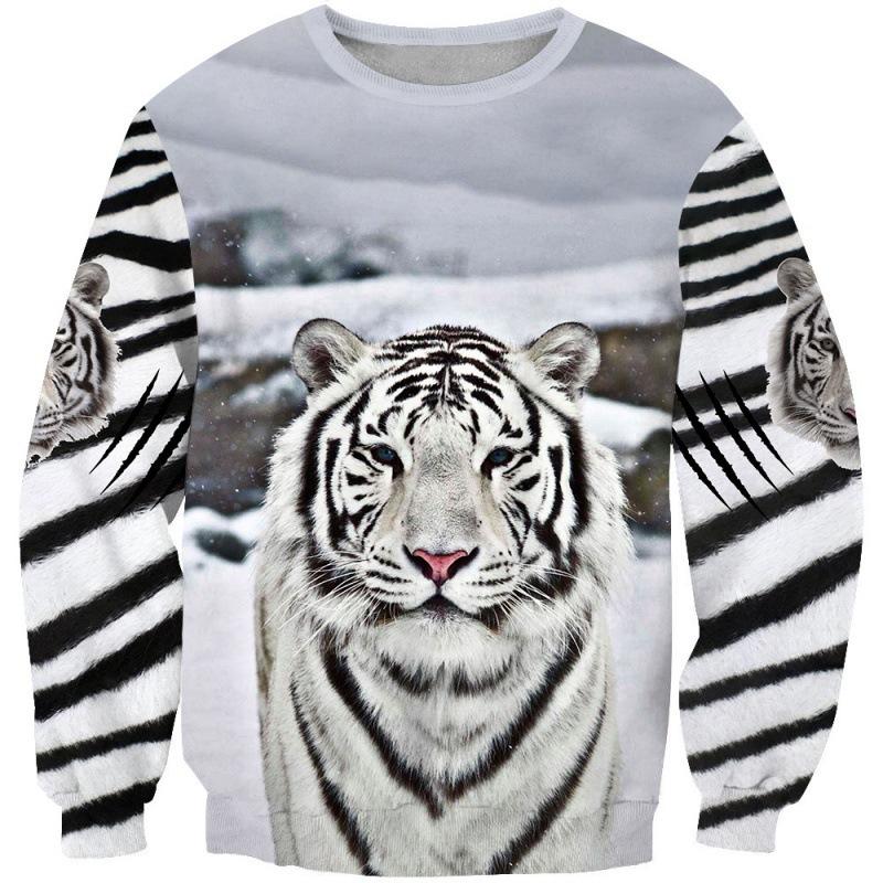 Fashion 3d Animal Graphic Long Sleeve Printed T-Shirt Oversized Pullover For Men Round Neck Sweatshirt Street Men's Clothing Top