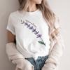 Women Tshirt Cartoon Purple Flower Floral 2025 Summer Spring T Shirt Female Clothes Graphic 90S Aesthetic Kawaii Tee Tops Lady
