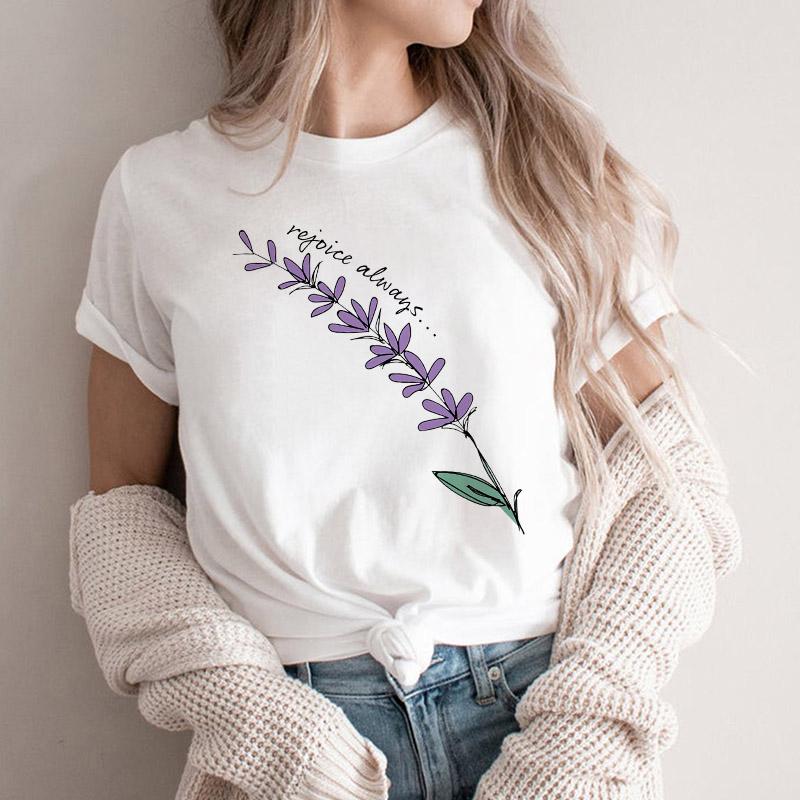 Women Tshirt Cartoon Purple Flower Floral 2025 Summer Spring T Shirt Female Clothes Graphic 90S Aesthetic Kawaii Tee Tops Lady