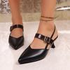 Fashion Women Pointed Toe Block High Heel Sandals Fashion Solid Color Slingback Shoes Comfortable Versatile Mid Heels Women Sandals