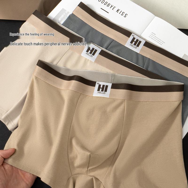 Men's Antibacterial Cotton Boxer Briefs - Solid Color, Soft, Skin-Friendly, Mid-Rise