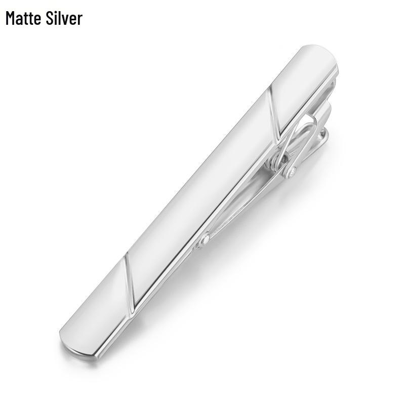 Brass Tie Clip with Laser Logo, 5.8x0.6cm - Men's Formal Business Accessory