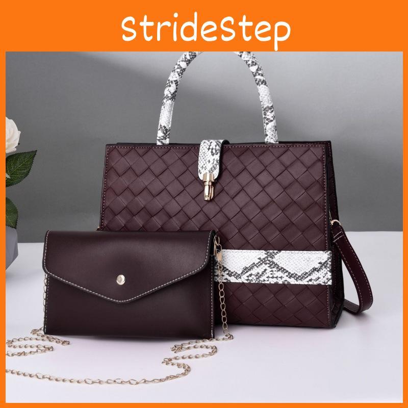 Contrast Color Large Capacity Single Shoulder Crossbody Bag With Weaving Design