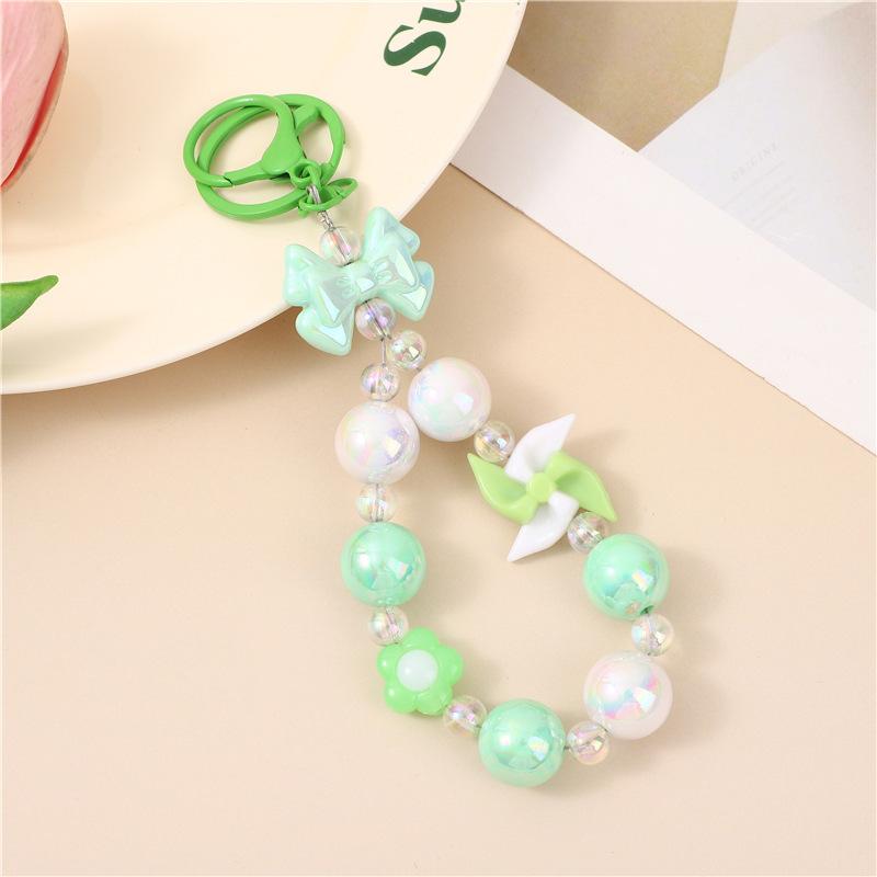 Colorful Beaded Flower Keychain, Kawaii Acrylic Flower Bag Charm with Clip