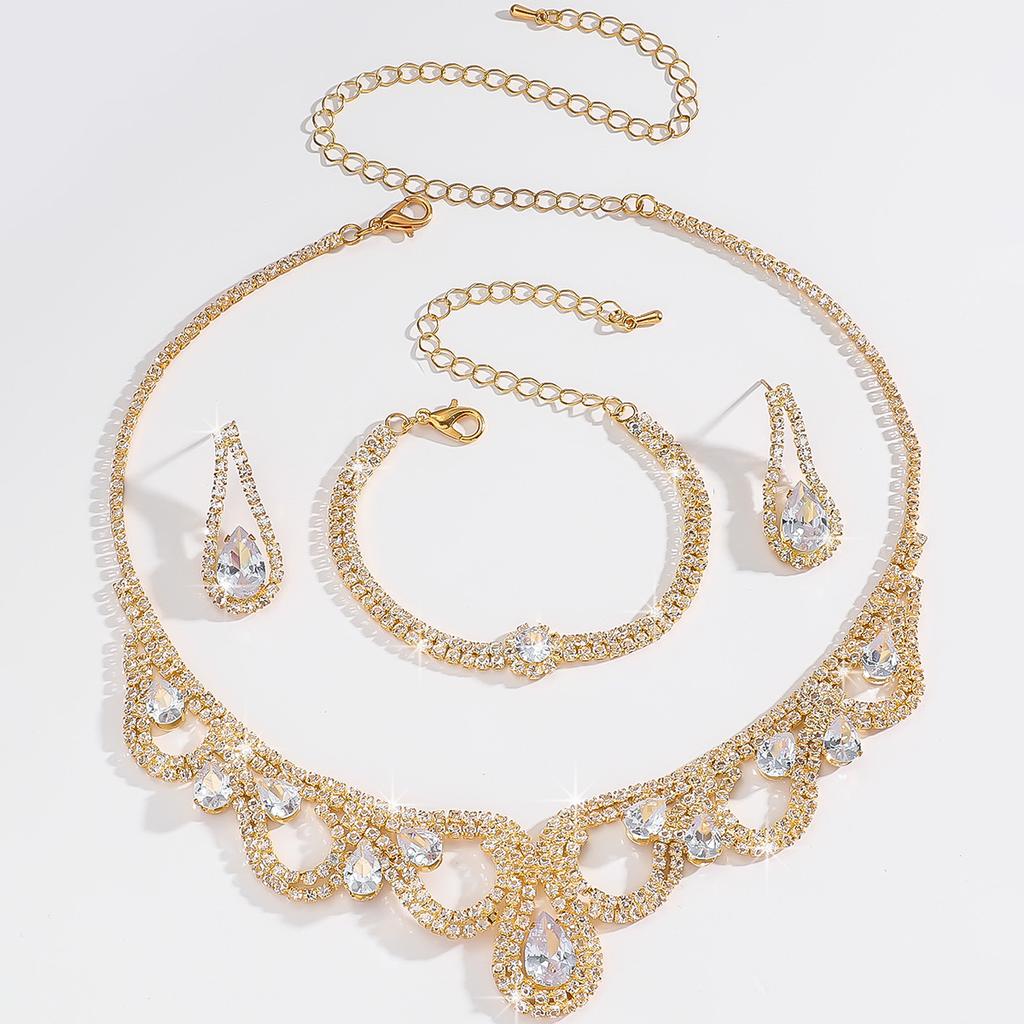 New Bridal Wedding Rhinestone Necklace Earrings Set Sexy Gala Party Necklace Necklace