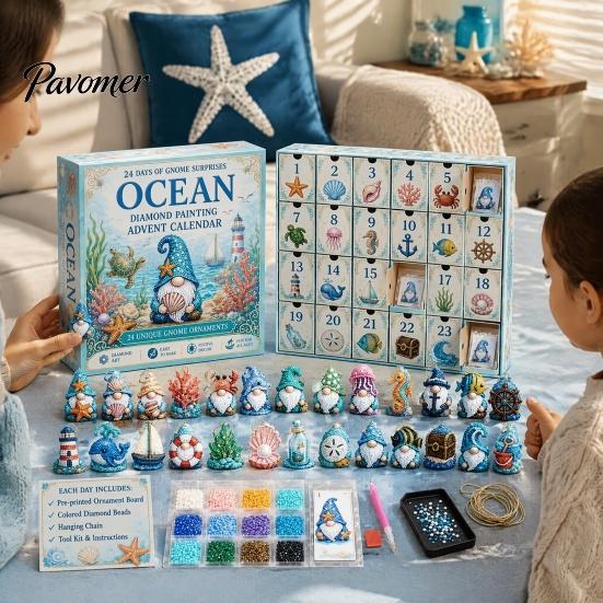 Bomboniere per Feste di Natale Calendario dell'Avvento Gnomo da 24 Giorni, Ornamenti Diamond Painting Finti Kit Regalo Fai da Te per la Famiglia, Ghirlanda da Appendere all'Albero Fatta a Mano Decorazioni per la Casa