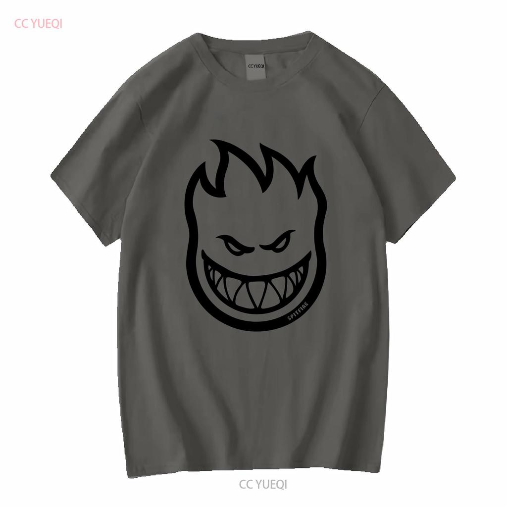 Spitfire Wheels BIGHEAD LOGO Skateboard T Shirt CHARCOAL BLACK Vintage Washed Fashion Graphic Versatile Comfortable Casual