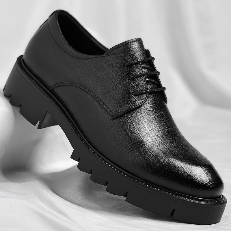 

Мужские классические кожаные туфли Оксфорды на шнуровке для бизнеса, формальные, противоскользящие, удобные балетки, свадебные, для работы 44 чёрный