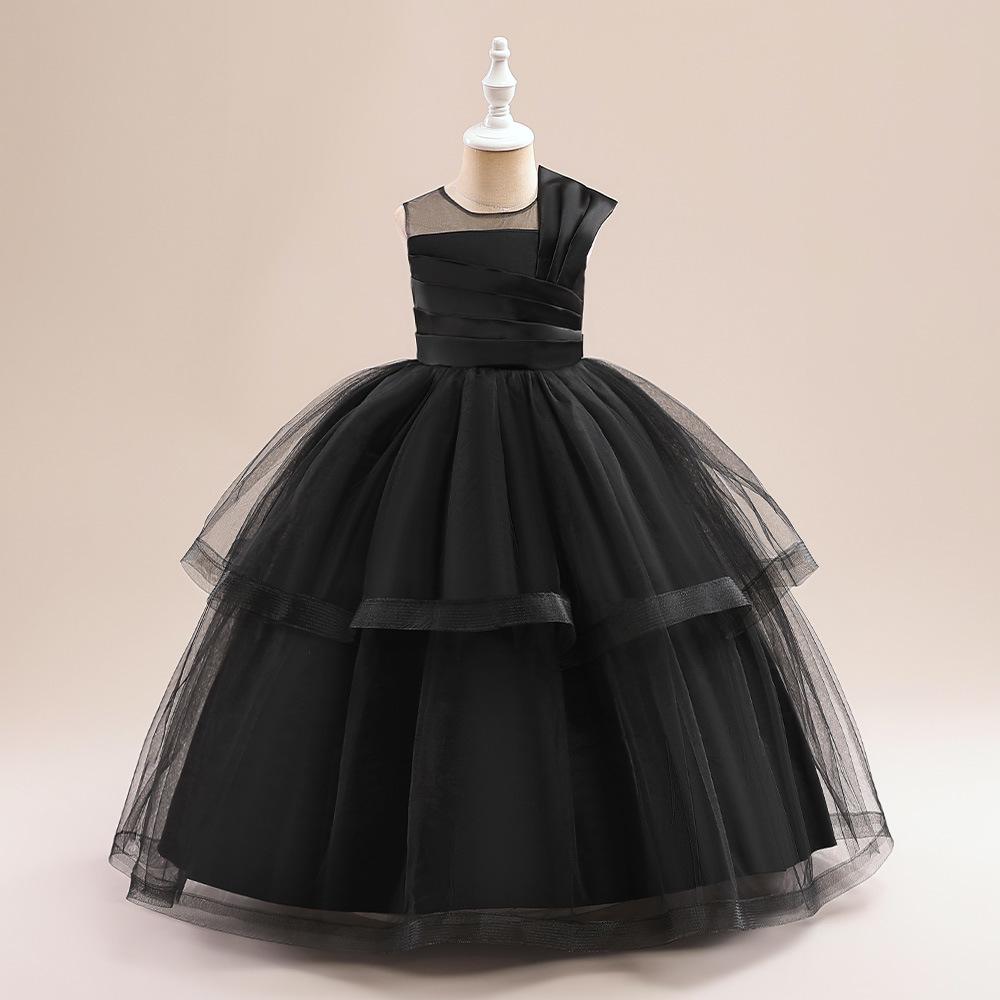 Girls  Party Dress: Mesh Performance Princess Long Skirt Cake Dress 120 cm чёрный
