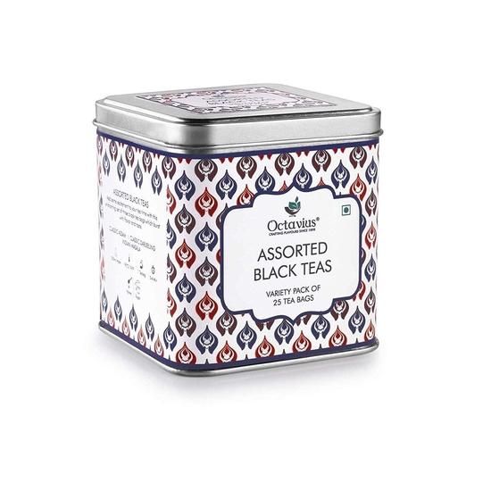 Octavius Assorted Black Tea - 25 Tea Bags | Tea Gift Sets | 3 Assorted Black Tea | Indian Masala, Assam, Darjeeling | Premium Tea Gift Box