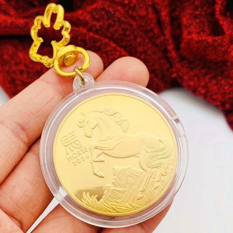 2026 Australian zodiac horse, silver plated color printed commemorative medal, creative ornament, bracket, zodiac year coin, gift coin
