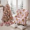 Pink Flannel Gingerbread Man Bed Blanket, Lightweight Cozy Christmas Blanket for Couch Sofa Bed Living Room Home Decor Gifts