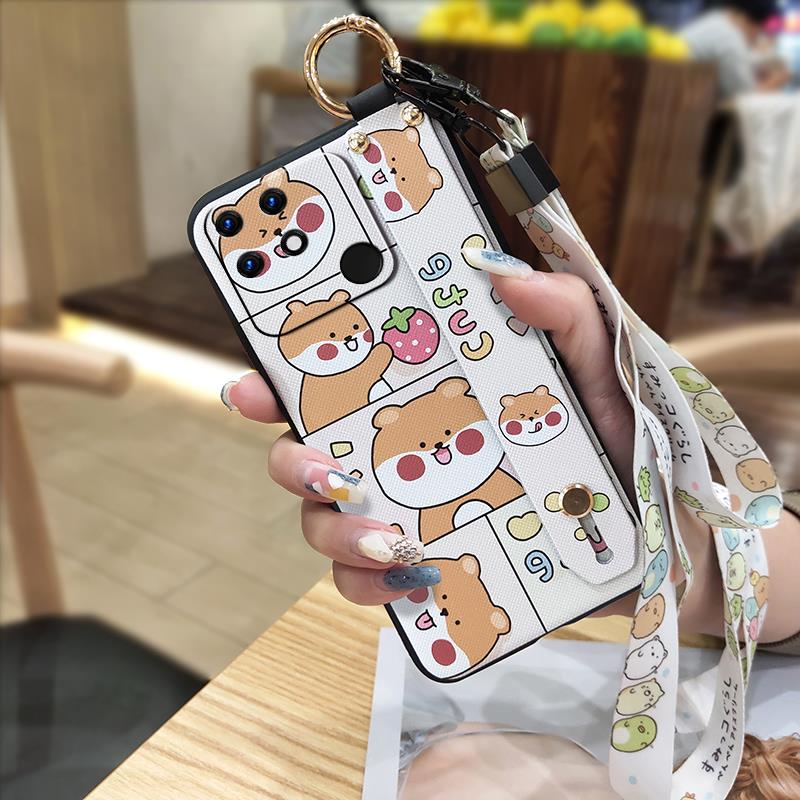 Cute Lanyard Phone Case For OPPO Realme Narzo 50A Shockproof Anti-dust Phone Holder Protective Dirt-resistant Back Cover