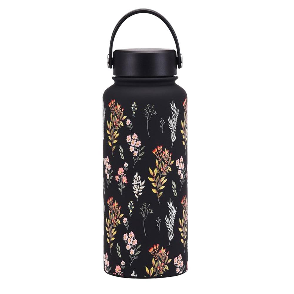 1L Capacity Stainless Steel Vacuum Cup Stainless Steel Material Printed Design Portable Sports Kettle Large Capacity