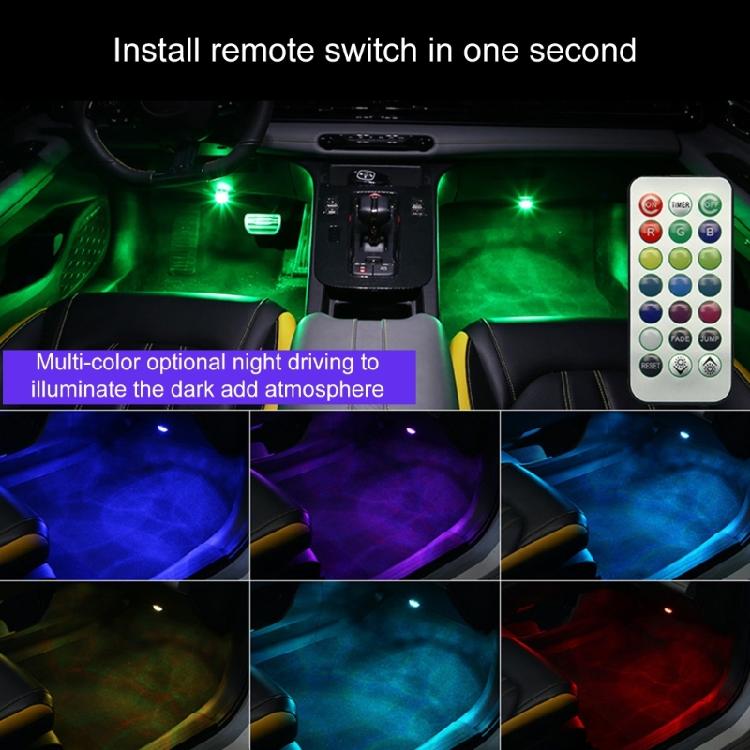 Adhesive Atmosphere Light Car Interior Ambient Light Auto Roof Light Wireless LED Lights Remote Control Decoration Lamp
