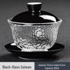 Jihong Red Ceramic Sancai Gaiwan with Glass Lid