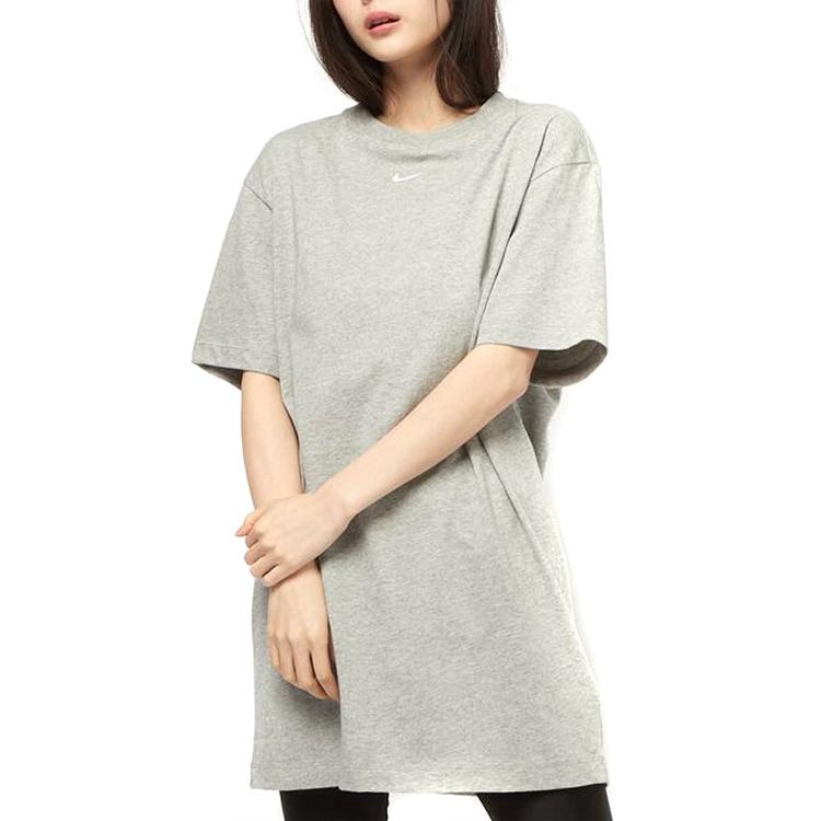 Nike Embroidered Swoosh Logo Short Sleeve Dress Women Dress Grey CJ2242-063