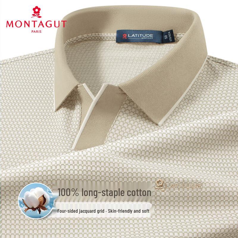 MONTAGUT Men's Long-Staple Cotton Jacquard Polo Shirt