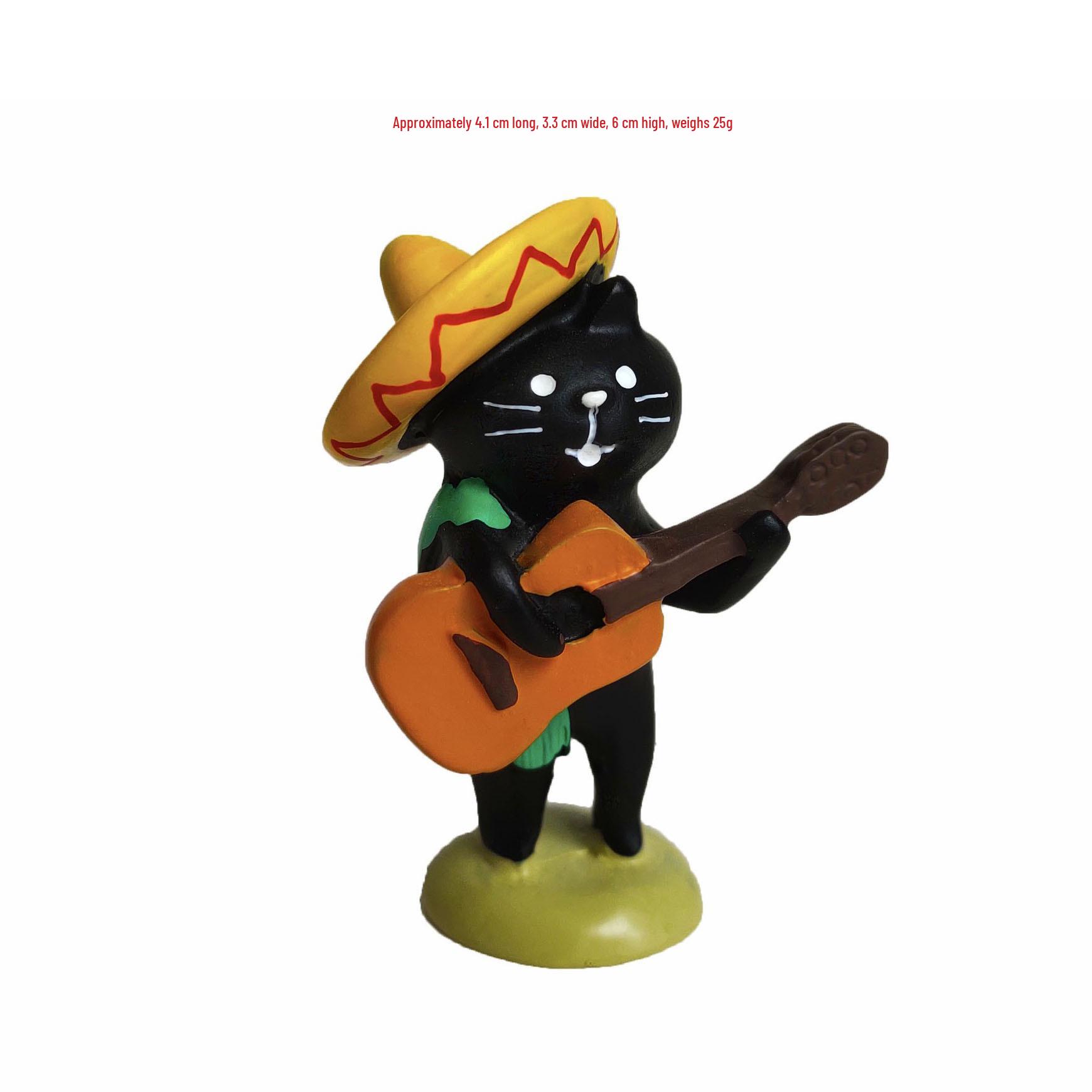 Zakka Japanese Cat Decorative Accessories: Piano Cat Resin Ornaments