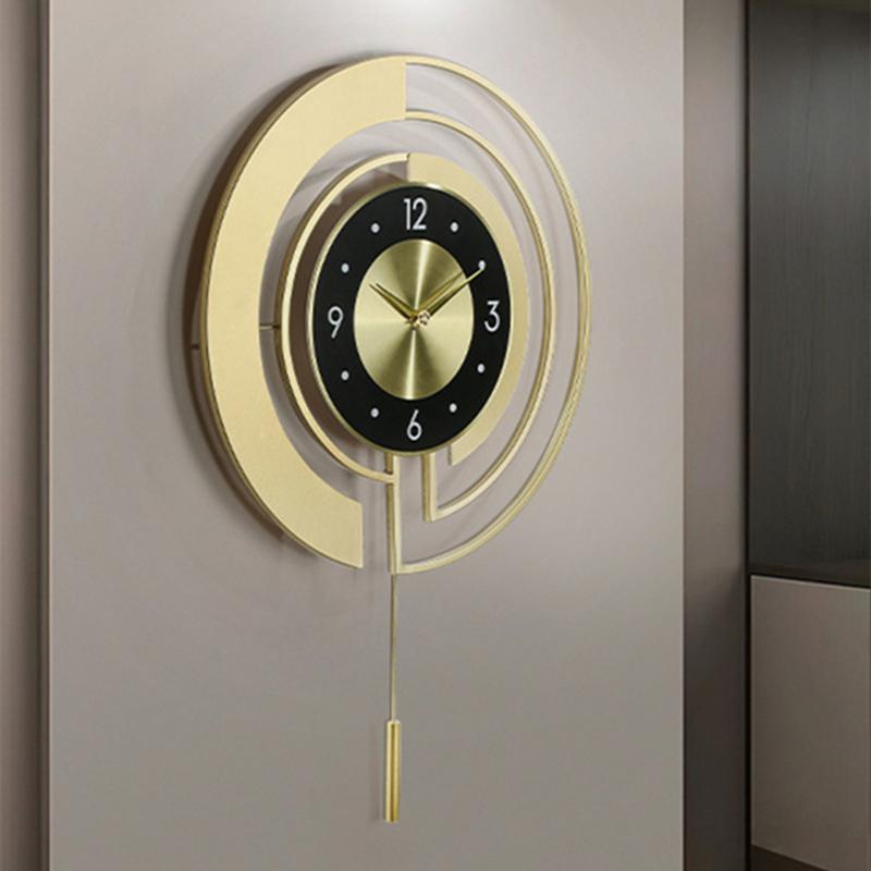 Large Luxury Wall Clocks With Pendulum Creative Design Wall Decor Hanging Clock Living Room Bathroom Bedroom Golden Silent Watch