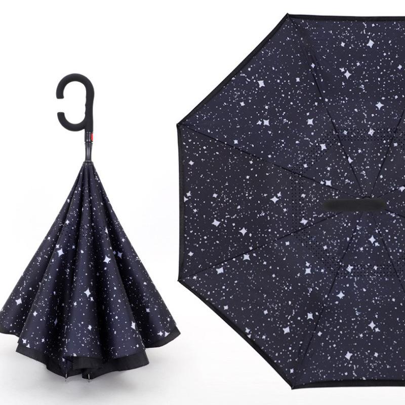 Automatic reverse umbrella straight rod long handle double-layer umbrella car umbrella large double reflective umbrella wind-resistant reinforcement