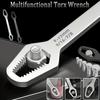 Heavy-Duty Adjustable Ratchet Wrench with Self-Locking Mechanism-All In One Multi-Headed Tool,SAE & Metric Sizes,for Automotive