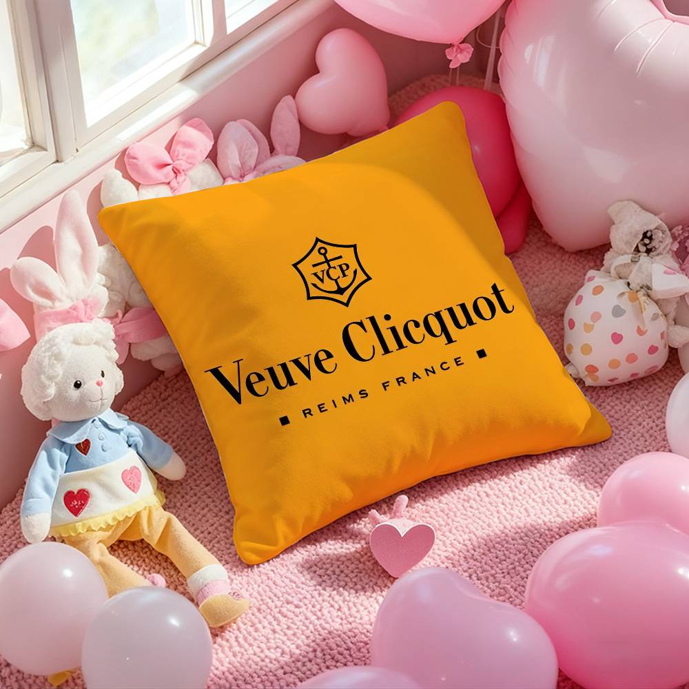 Luxury Fashion V-Veuve C-Clicquot Pillow Case Comfort Sofa Bed Silky Elegant Invisible Zipper Custom Decorative Cushion Cover