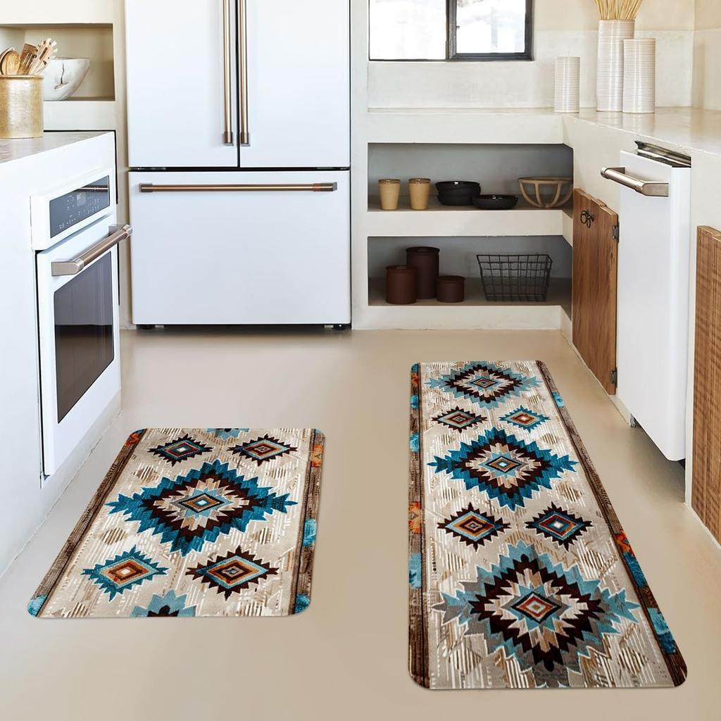 South Western Geometric Kitchen Mat Entrance Doormat Decor Anti-slip Corridor Balcony Rugs Bedroom Beside Foot Mat Bathroom Mat