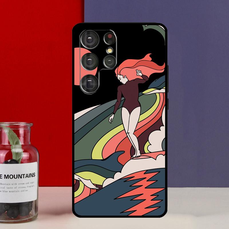 Surfboard Surfing Surf Girl Funda Case For Samsung Galaxy S25 Ultra S9 S10 S20 S22 Plus S21 FE S23 S24 Ultra Phone Cover