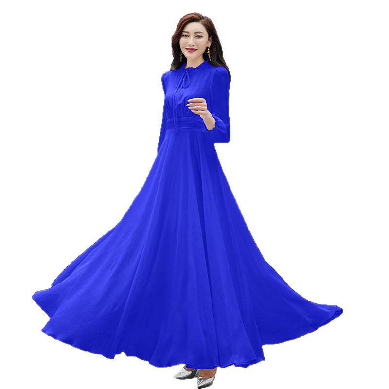 White Flowing Chiffon Beach Dress with Large Hem Skirt - Summer Long Style for Women