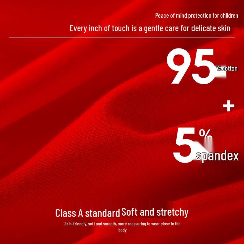 Girls' Red Zodiac Year Underwear: Anti-Bumpy, Wire-Free, Pure Cotton Bra with Chest Pads for Older Girls