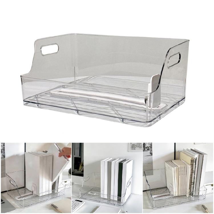 Space Saving Desktop Book Organiser Clear Acrylic Bookend Heavy Duty Book Support for Magazines Document Notebook Album
