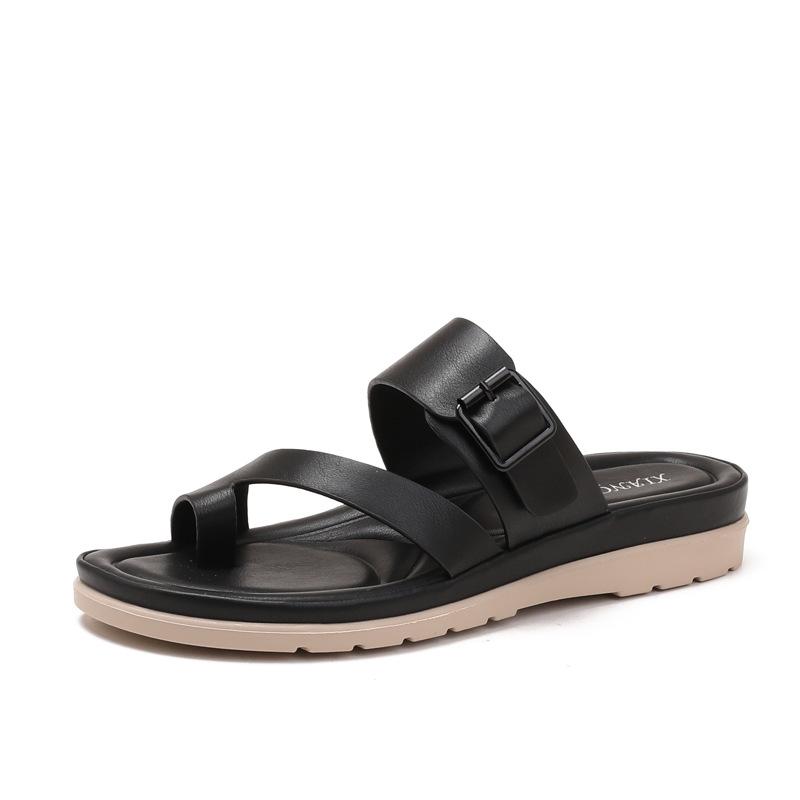 

Wedge heel slippers new summer South East Asia stepping on shit soft sole fashion simple comfortable shoes 36 чёрный