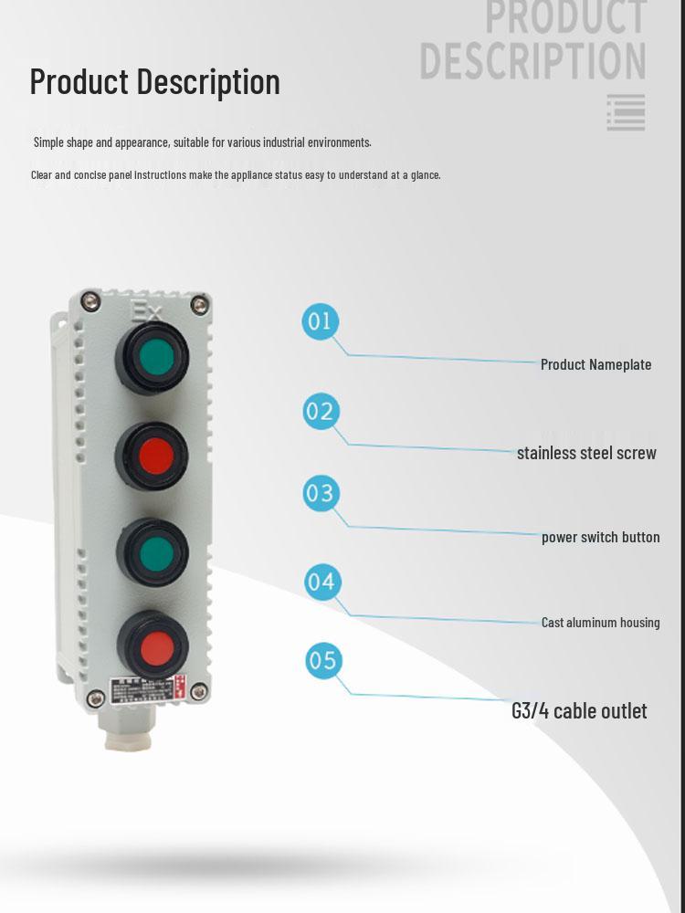 LA53 Explosion-Proof Emergency Stop & Self-Locking Control Switch Box (1H/2H/3H)