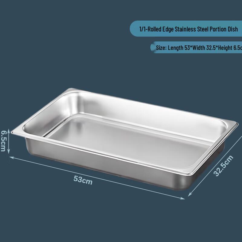 304 Stainless Steel 1/1 Gastronorm Food Pan with Rolled Edge