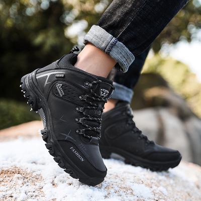 Casual Sneaker High Boots Winter Sport Shoes for Men Hiking Boots Leather Shoes Loafers Non-slip Shoes Fleecing Fashion