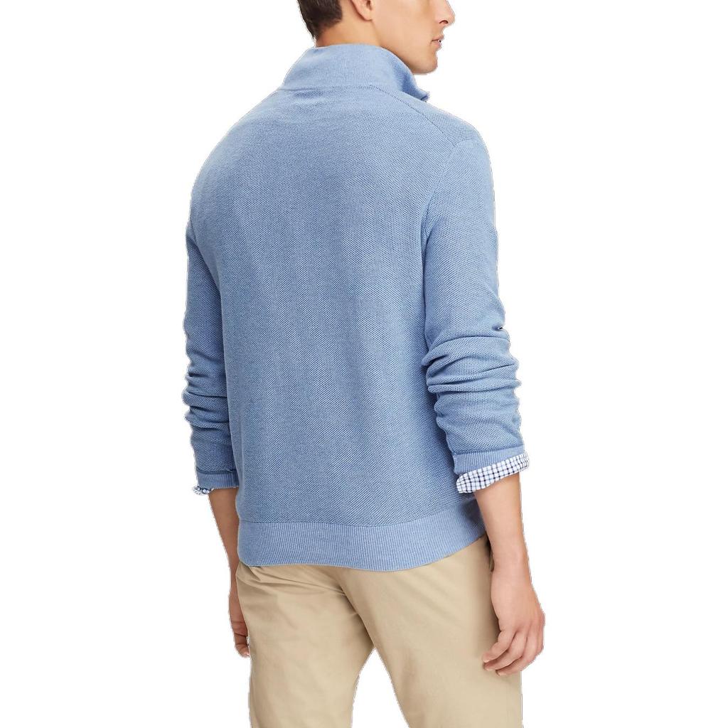 Polo Ralph Lauren FW23 Pony Logo Embroidered Half-Zip Long Sleeve Knit Sweater Men sweater Sky-Blue MNPOSWE16810318-B28
