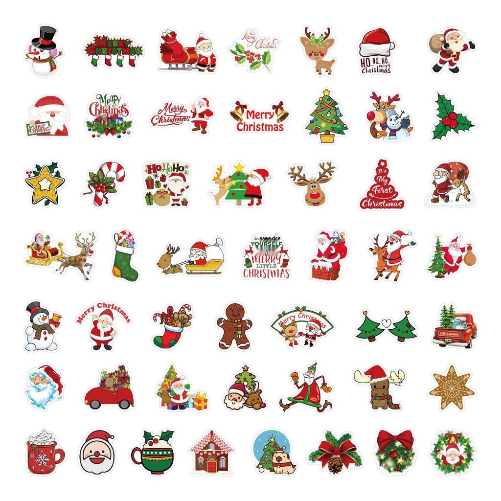 100 Christmas Bright Cartoon Stickers: Perfect for Suitcases, Computers, Water Cups, Motorcycles, and More
