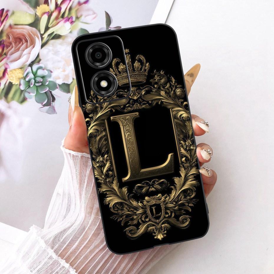 Fashion Crown Letter Case For Motorola Moto E14 Soft Black Silicone Back Cover For Moto E14 Phone Cases