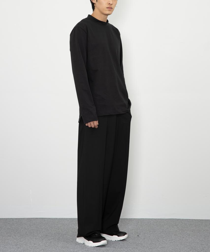 RAW TO RAW Mrn007 Fine Cotton Half Neck Pullover (Deep Black)