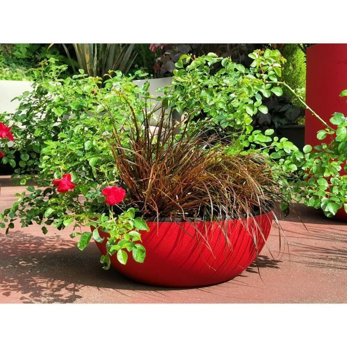 Flower Pot Coupe - RIVIERA - Granite - D40 H15 Cm - Red