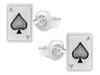 Silver Earrings Women's Cards Oxidized Studs Ace of Spades Silver 925