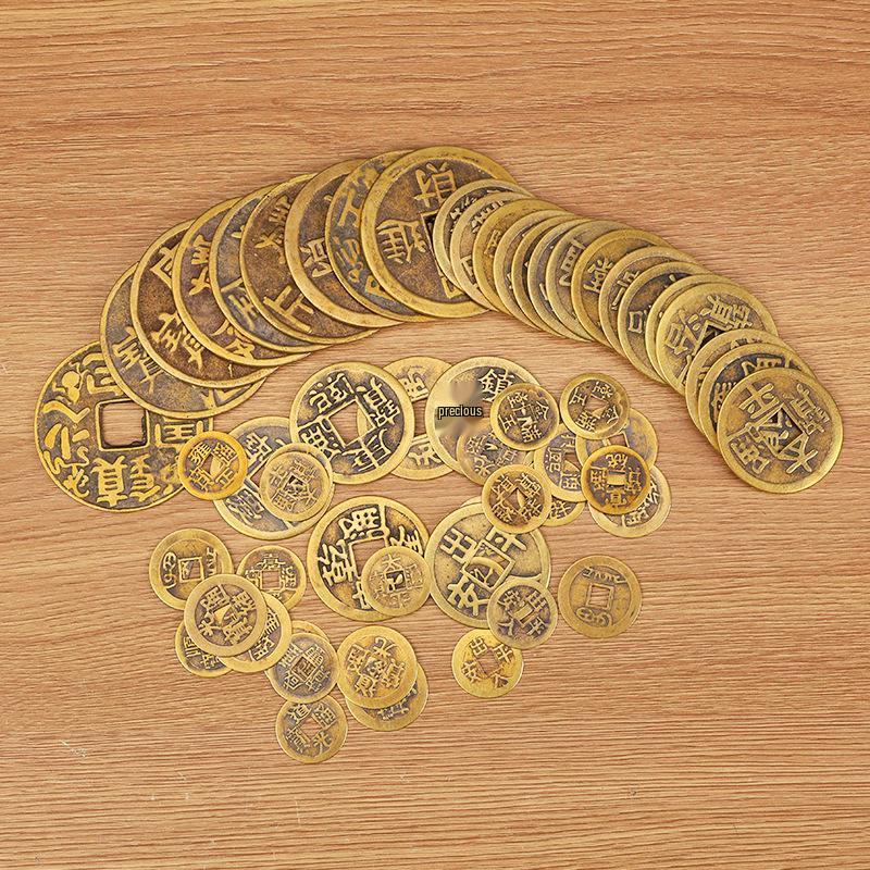 Ornamentos Artesanais de Cobre Real Antigo e Latão Moedas dos Cinco Imperadores