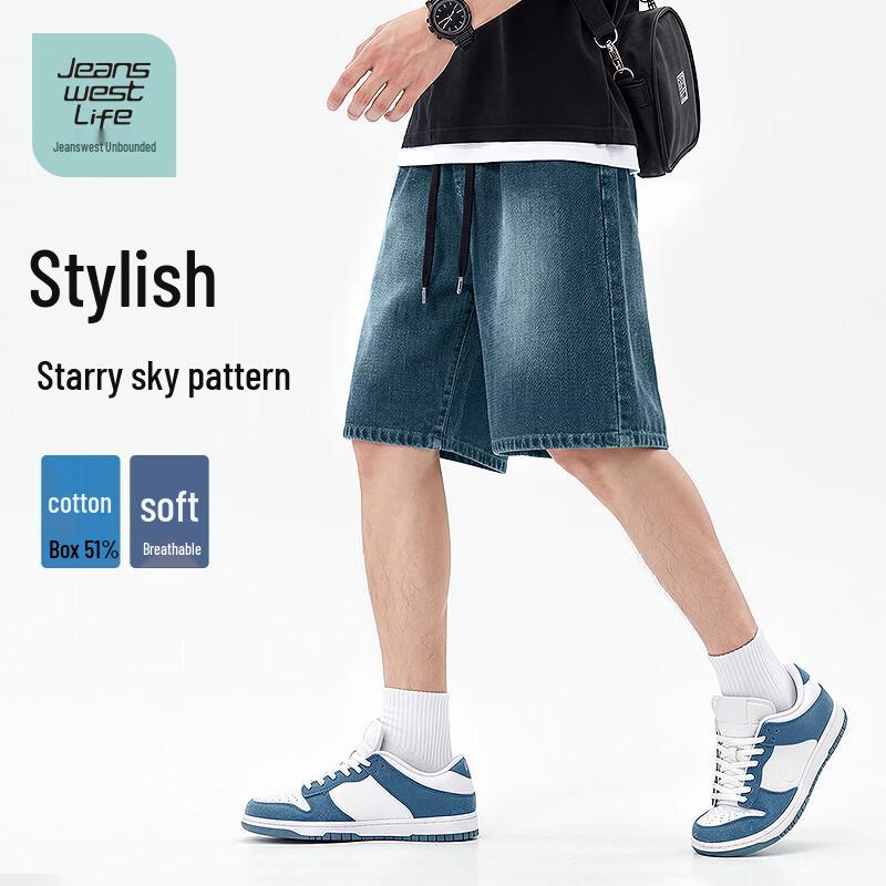 Men s Casual Straight-Leg Denim Shorts 3XL