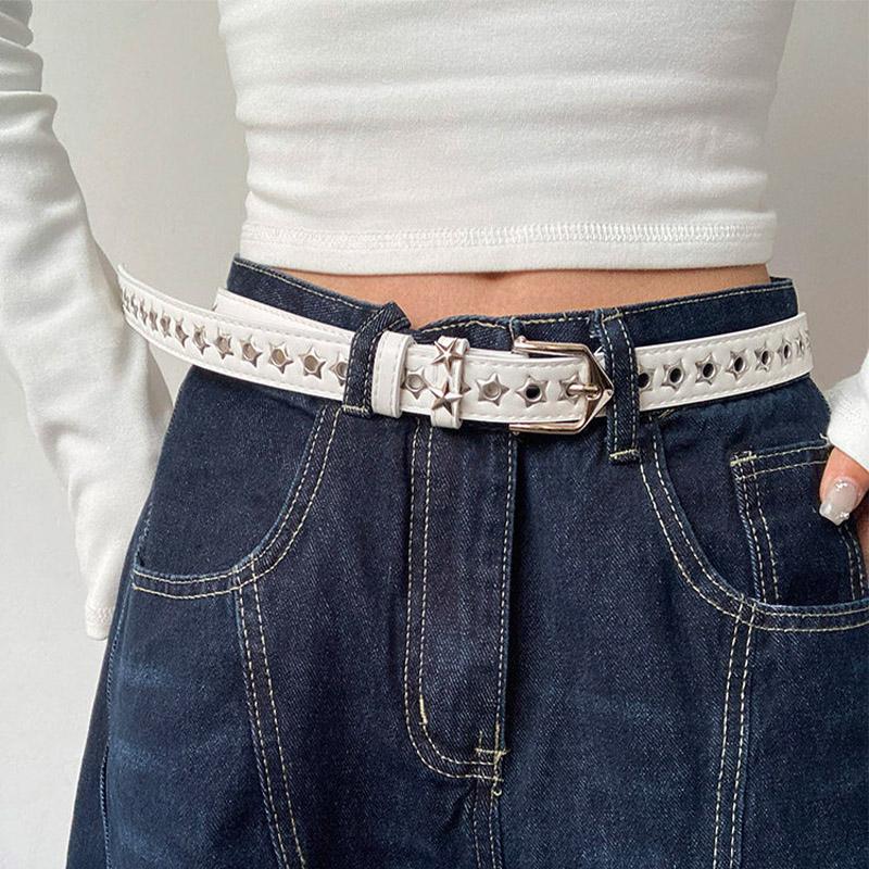 1pc Women's Y2K Hollow-out Star Grommet Retro Hot Girl Belt, Versatile Casual Fashion Niche Belt Suitable for Jeans an